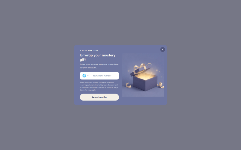 2-Step Mystery Offer - Periwinkle — Mystery offer Shopify popup template