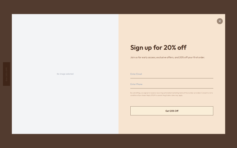 Welcome Offer - Apricot — Fullscreen Shopify popup template