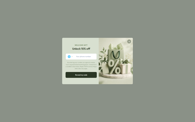 2-Step SMS - Eucalyptus — Popup Shopify popup template