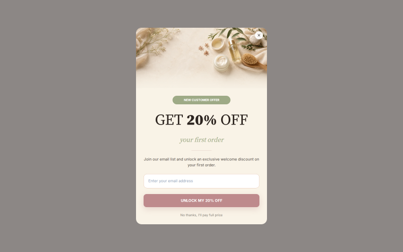 Welcome Offer - Sage — Popup Shopify popup template