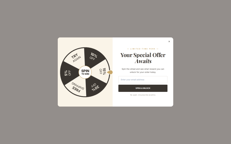 Spin Wheel - Stone — Spin wheel Shopify popup template
